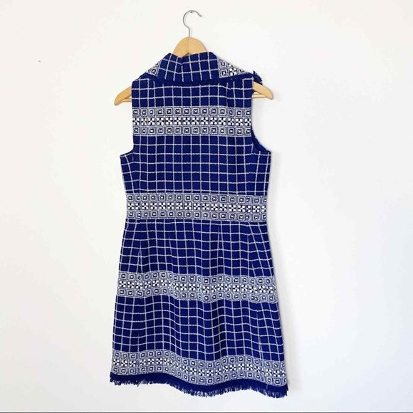 TORY BURCH Fringe Embroidered Sleeveless V-Neck Tweed Dress NWT - Picture 4 of 11